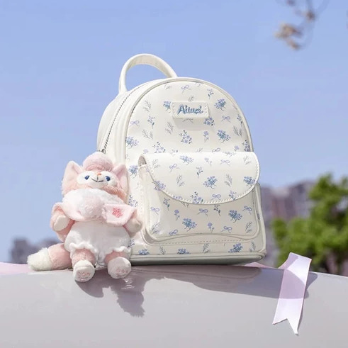 Tas Ransel Wanita Mini Tas Ransel Wanita Korean Style Gaya Motif Bunga Tas Kecil Sekolah Kuliah Jala