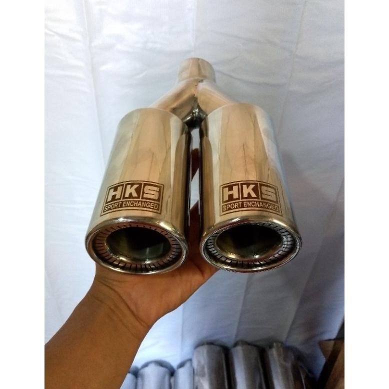 knalpot mobil HKS cabang dua suaranya bass adem all mobil