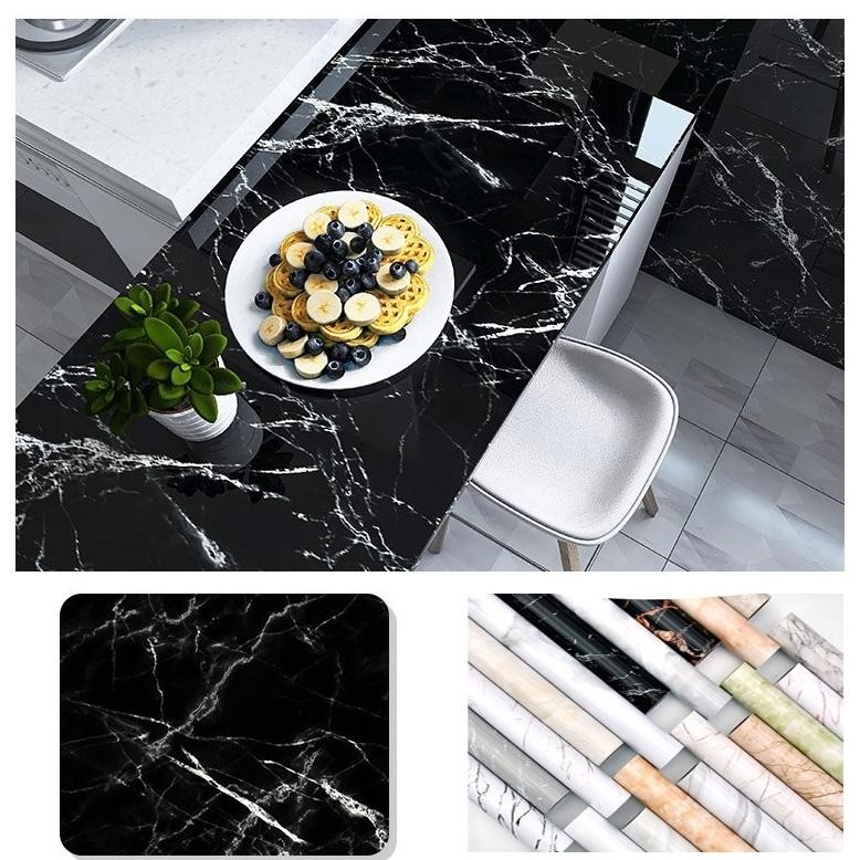 Stiker dapur marmer 60cmx1m Kitchen Motif Marble Marmer Anti Minyak Tahan Pana Dapur Glossy Stiker W