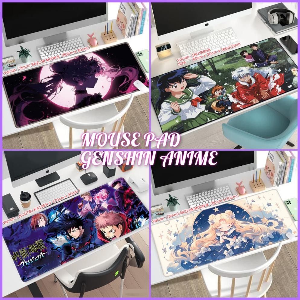 TERMURAH LUCKY CAT - MOUSEPAD GAMING DEMON SLAYER GENSHIN ANIME JEPANG | DESK MAT SAILORMOON | ALAS 