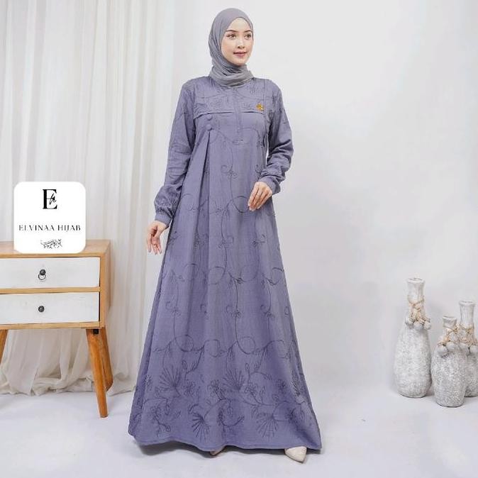 (Good) KALUNA DRESS GAMIS POLO LINEN BORDIR PREMIUM