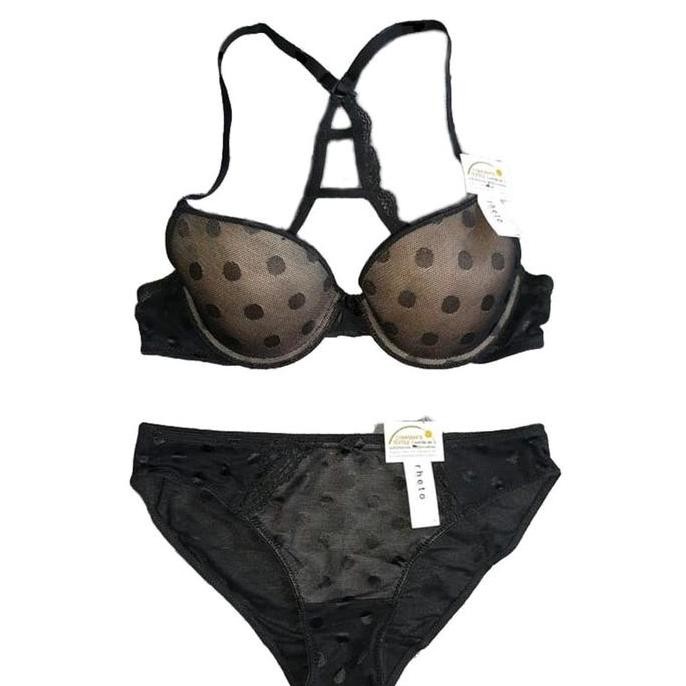 BRA SET RHETO BH BLACK (YOUNG HEARTS LASENZA MARKS SPENCER UNIQLO H&M