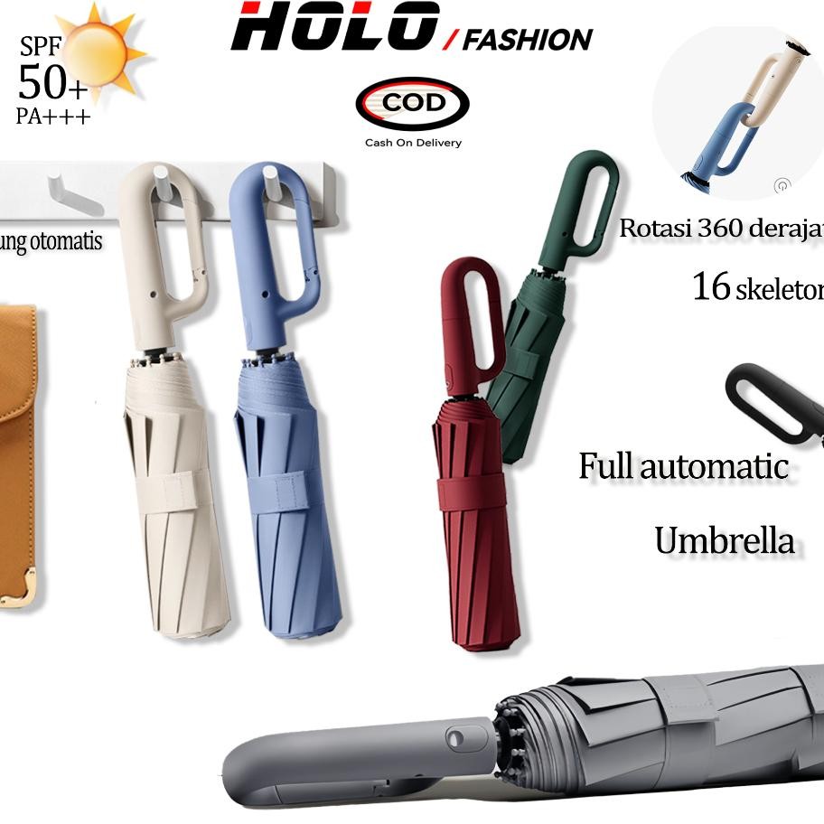 Holo Payung Lipat Otomatis Anti Uv Payung Lipat Jumbo Besar Polos Anti Hujan Anti Panas Umbrella