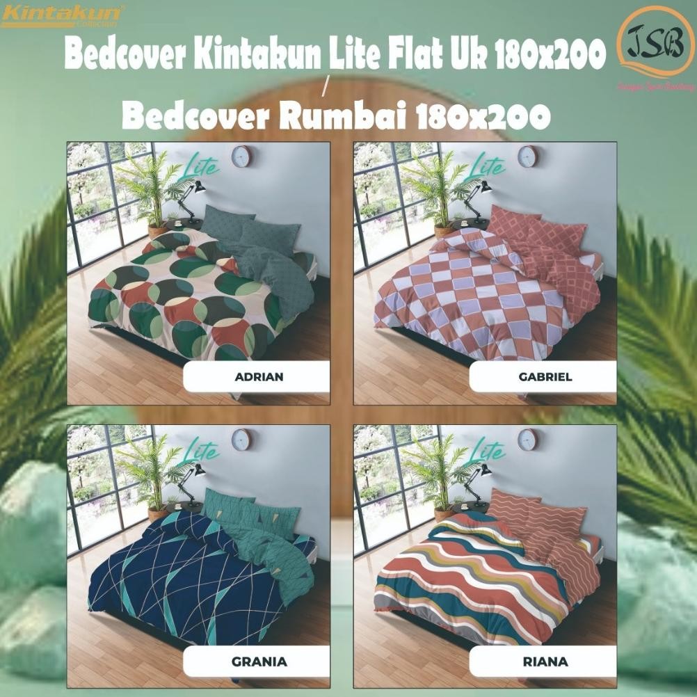 Bedcover Kintakun Lite  Set Sprei rumbai/Sprei Flat Ukuran 180x200  Badcover / Sprei / Badcover kint
