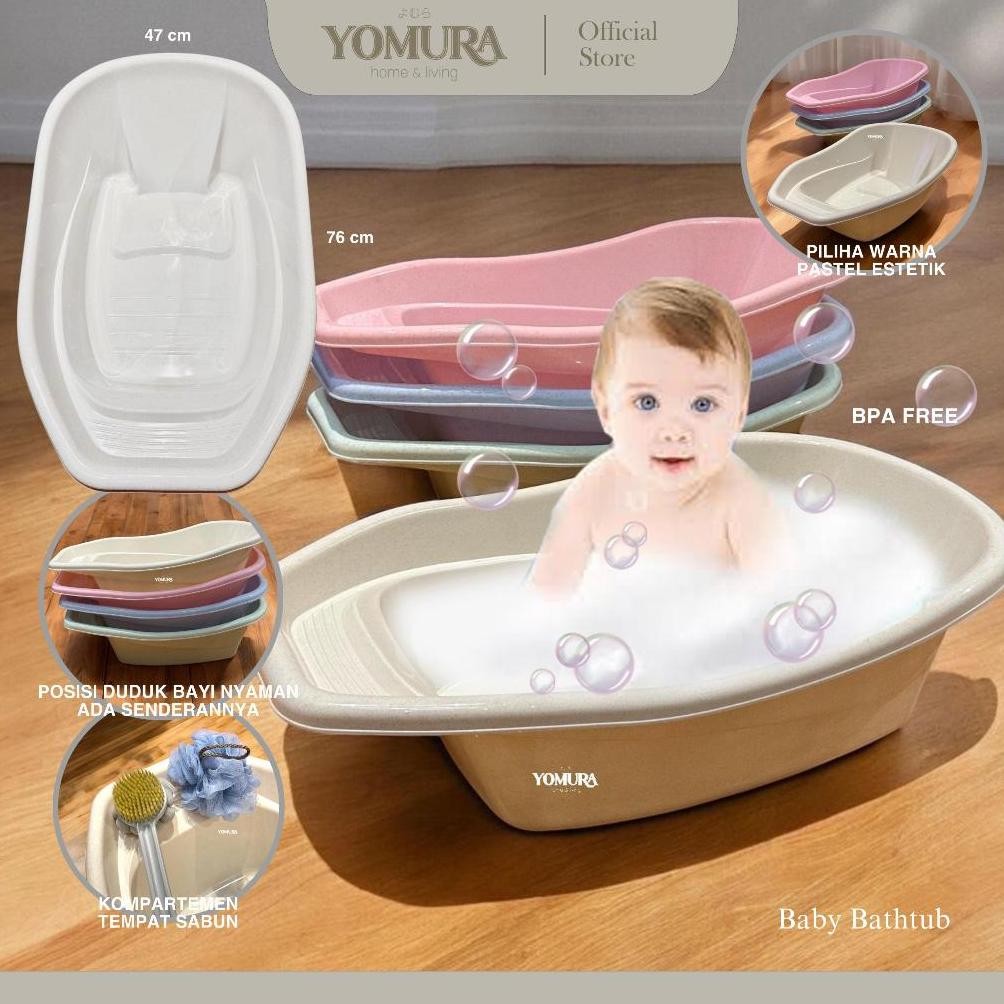 Rt-4 Yomura Bak Mandi Bayi Jumbo+Senderan Bpa Free/ Baby Bathup Besar/ Tempat Mandi Bayi Anak Balita
