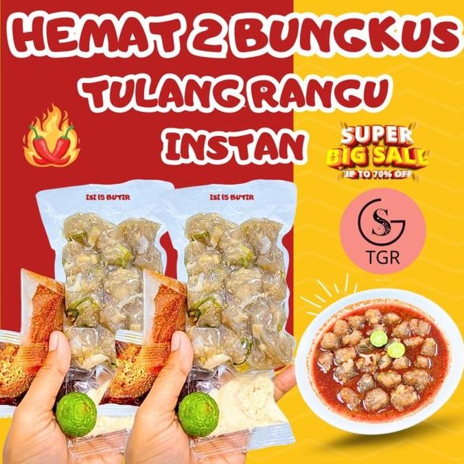 

New Hemat 2 Bungkus Baso Aci Tulang Rangu Instan Isi [15 butir] Kuah Chilli Oil Dengan Bumbu Lengkap