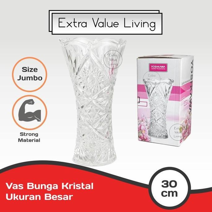Vas Kristal Vas Bunga Kaca Kristal 30 Cm Bohemian Vas Kristal Estetik Clear Bening