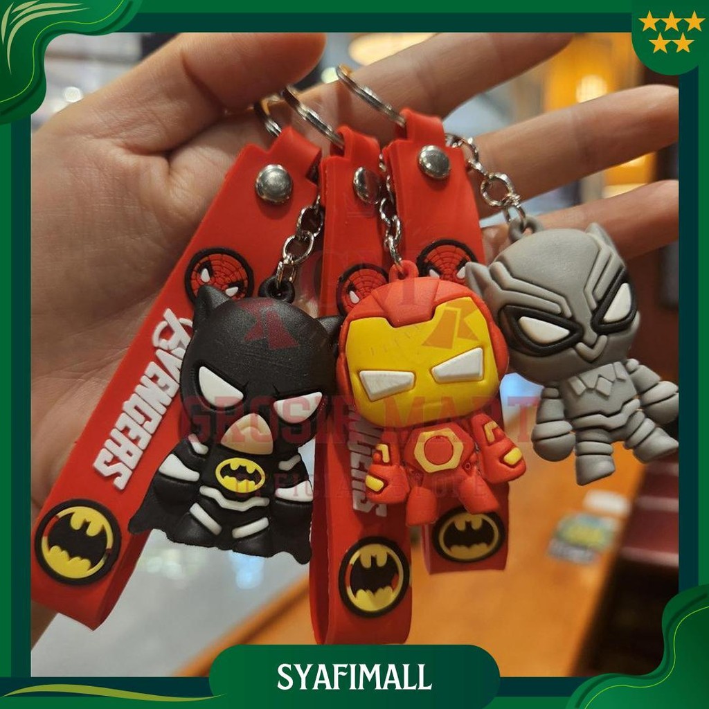 Gantungan Kunci Avengers Batman Iron Man Spiderman Silikon Tebal / Ganci Avengers / Ganci Batman / G