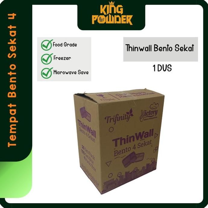 Tempat Bento Sekat 4 | Thinwall Bento Sekat 4 Harga Grosir 1 Dus