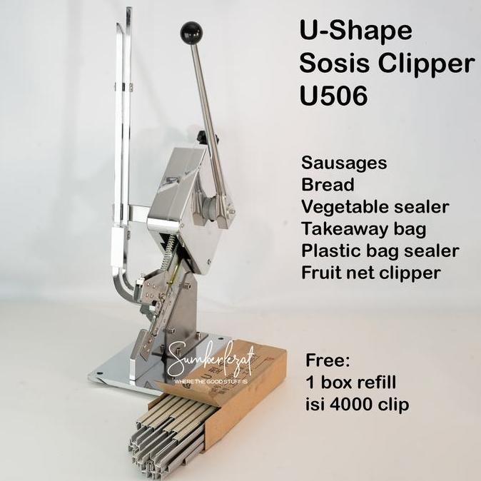Manual Staples U-Shape Ikat Sosis Takeaway Clipping Clipper Machine