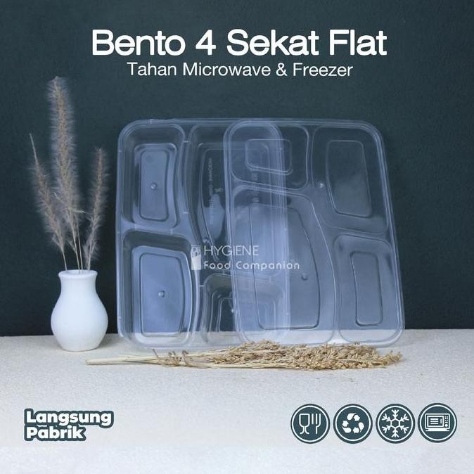 Thinwall Bento Sekat 4 Plastik - Kotak Makan Bento Thinwall Premium