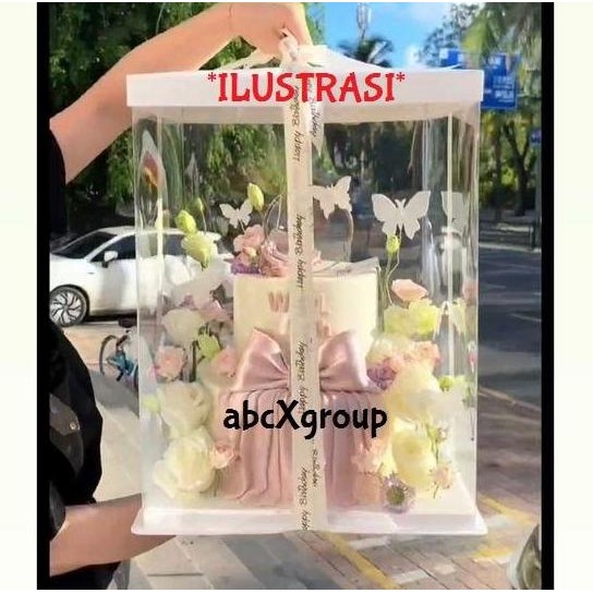 [31X31] Kotak Kue Mika Transparan / Dus Tall Cake / Cake Box Mika 10"
