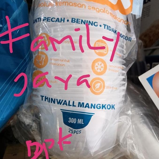 Mangkok Plastik 300Ml Dgn Tutup/25