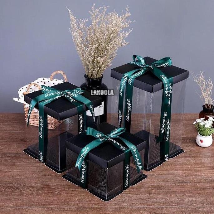 32X32 Cm Kotak Kue Mika Transparan Tinggi Dus Cake Box Transparan