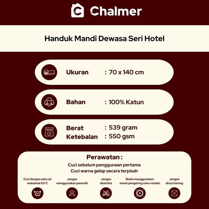 Handuk Mandi Hotel Chalmer 70 X 140 Cm Handuk Hotel Premium Tebal