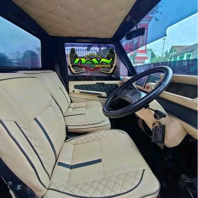 Sarung jok + Plafon atap & Stir untuk mobil pick up ( Mitsubishi L300 ) Model motif sofa kancing