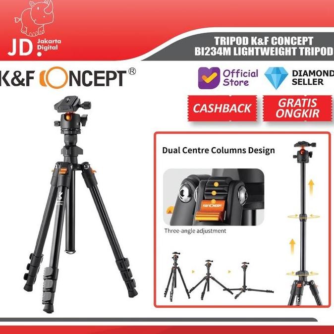 Tripod K&F Concept Bi234M Lightweight Tripod Kamera Flexible Vlog Camera Tripod Metal