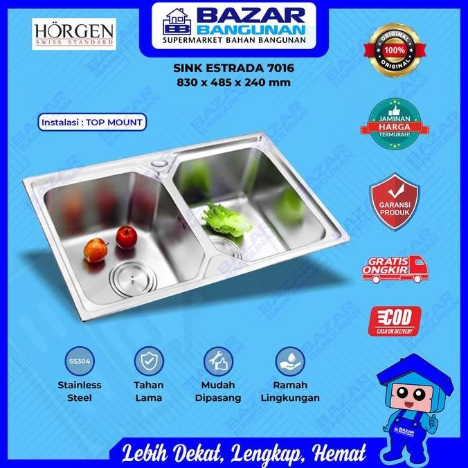 Horgen - Kitchen Sink Wastafel Bak Cuci Piring Dapur Estrada 7016 Stainless Steel Toto Royal Kohler
