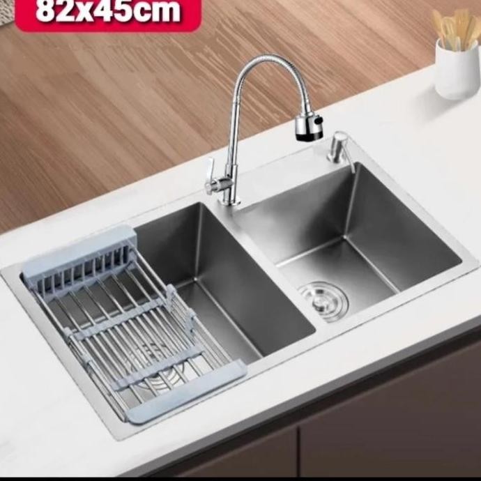 Bak Cuci Piring Stainless/ Kitchen Zink 2 Lobang 82 45
