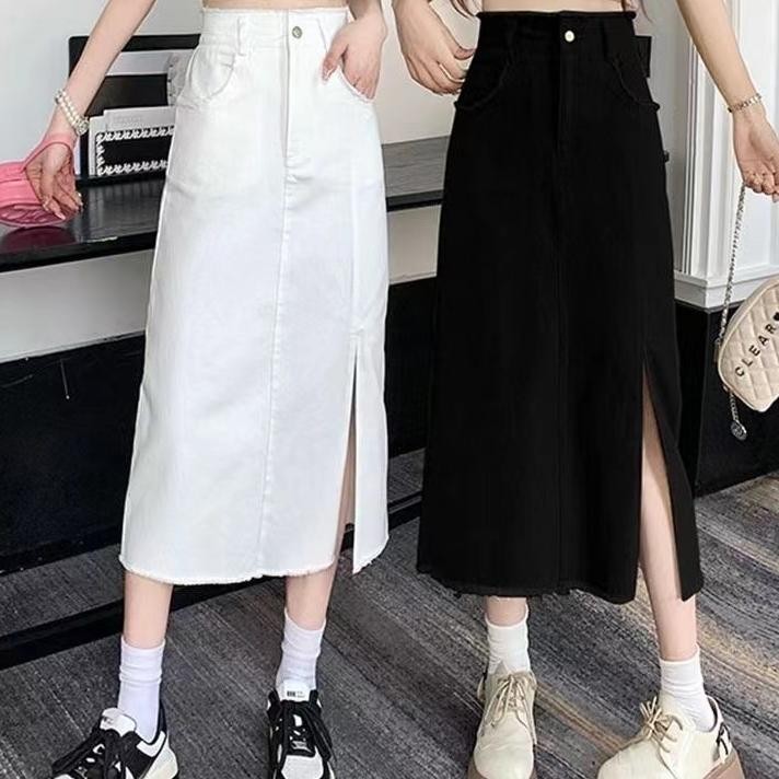 Wanitaid Rok Jeans Jumbo Rok Jeans Putih Rok A Rok Korean Style Rok Jeans 78 Rok Denim Panjang