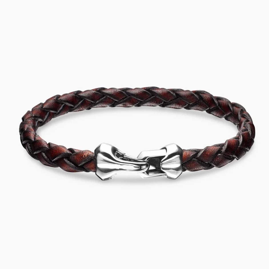 Gelang Kulit Pria Gelang Tali Kulit Stainless Steel