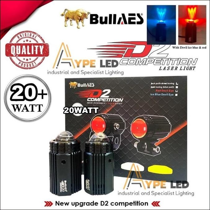 ORIGINAL BULLAES D2 LASER 20 WATT BULLAES WATERPROOF | LAMPU TEMBAK LASER AES | LAMPU KABUT 2 WARNA 