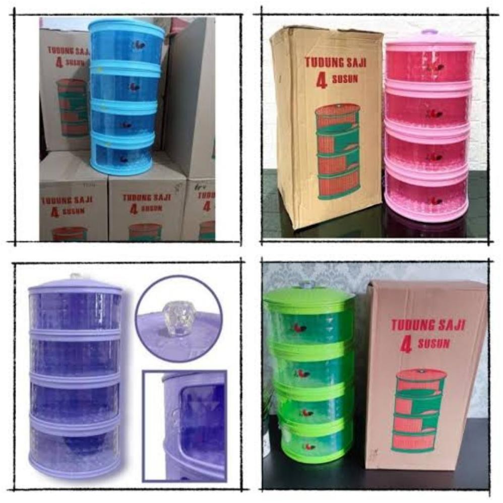 Tudung Saji Diamond Motif Ayam Jago Rak Penyimpan Makanan Susun 4