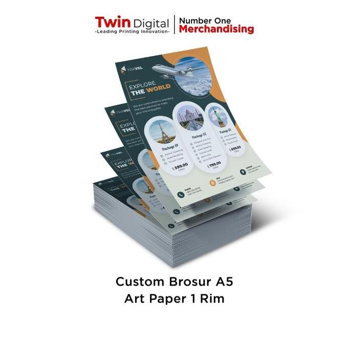 Cetak Brosur A5 1 sisi 1 rim Art Paper150gsm