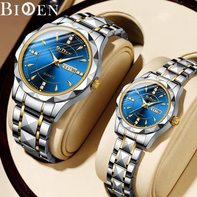 TERMURAH - BIDEN Jam Tangan Couple Pasangan Tahan Air Kalender Kasual Couple Jam Tangan