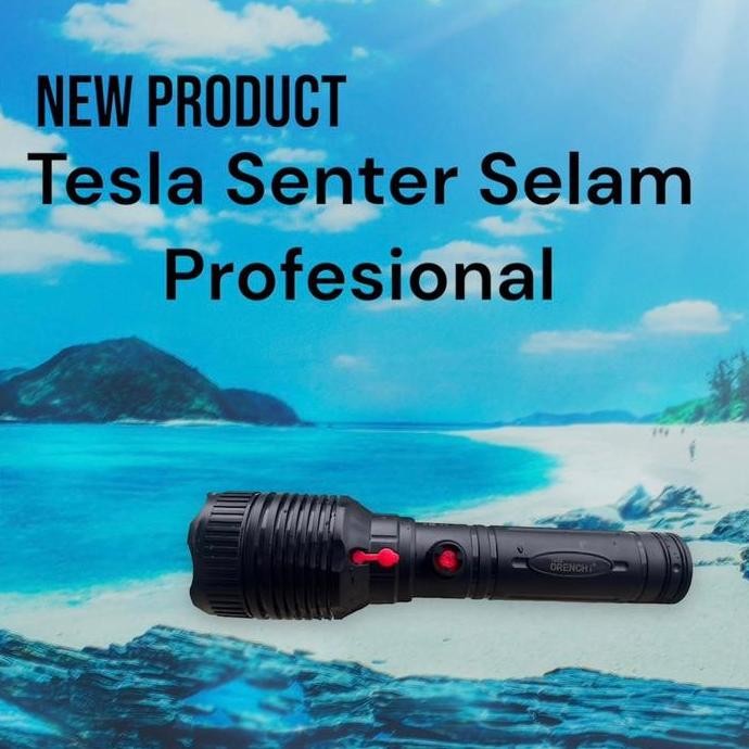 BEBAS ONGKIR - ORIGINAL Tesla Senter Menyelam Cas Anti Air 30Watt Bisa Diving hingga 200meter