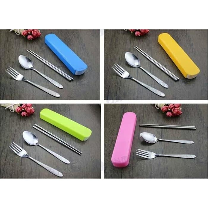 LSS Sendok Set Stainless Steel Garpu Sumpit Set Sendok Set Jerami