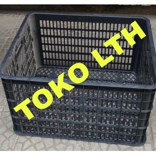 NEW CONTAINER KERANJANG INDUSTRI BOX WADAH SERBAGUNA KRAT LUBANG HITAM