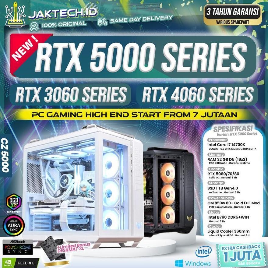 NEW PC Gaming i7/i9 RTX 5060/5070 Ti 16GB | 32GB DDR5 NVME Gen 5x4 | Ryzen 7/9 High End Gas Gaming A