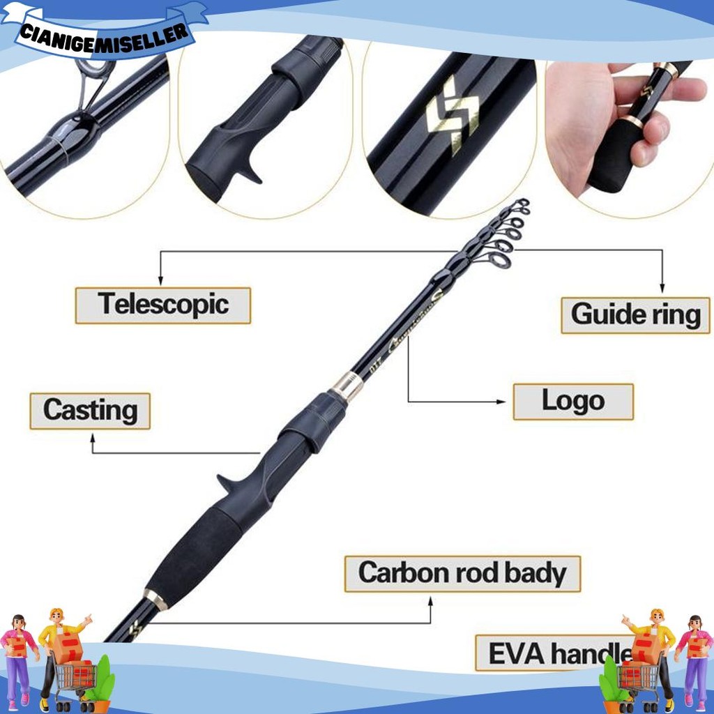 BIGDEAL Sougayilang Joran Pancing1.8/2.1/2.4M joran teleskopik Spinning Fishing Pole For  Fishing Ta