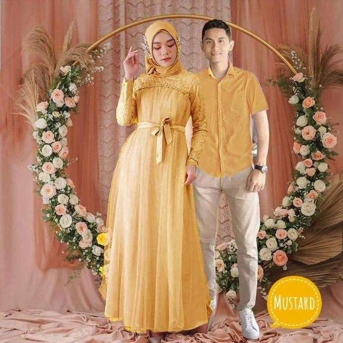 PROMO - COUPLE SUAMI ISTRI PASANGAN GAMIS MIKAYLA KEMEJA LENGAN PENDEK FIT TO L - XXL Katun Muslim K