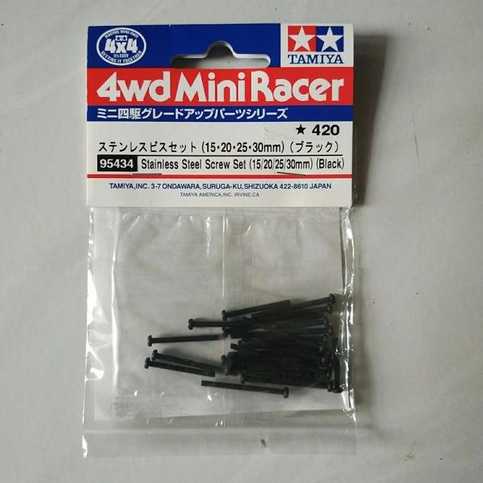 TAMIYA 95434 - STAINLESS STEEL SCREW SET (15/20/25/30mm) (BLACK)