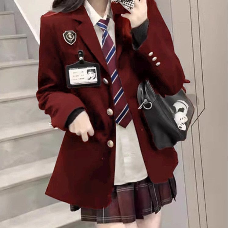Asli Berkualitas Tinggi jkJK Jaket hitam seragam Blazer Perlengkapan Sekolah