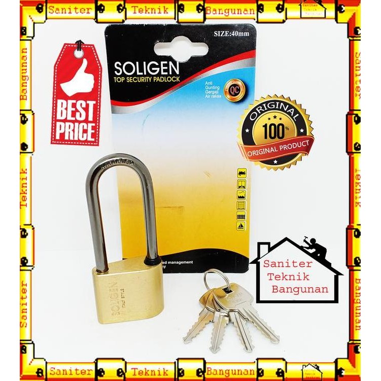 GEMBOK PINTU-GEMBOK KUNCI BAJA HITAM-GEMBOK PAGAR SOLIGEN PANJANG TEB