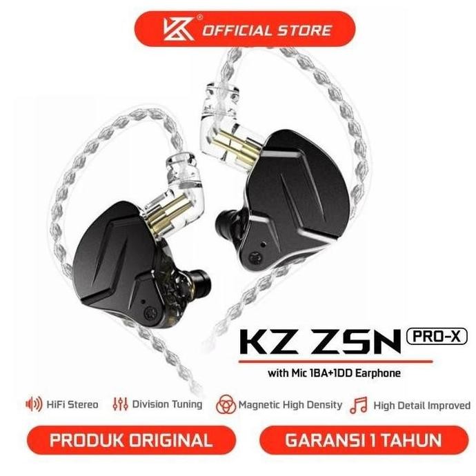 [Kz Official Store] Kz Zsn Pro X With Mic 1Ba+1Dd Earphone Original