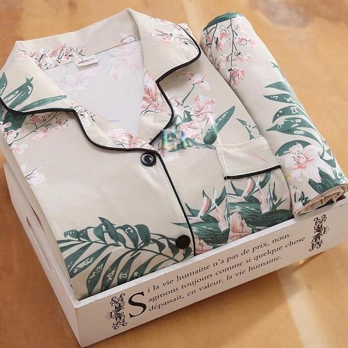Lnr Shop Lokal Premium Piyama Perempuan Baju Tidur Wanita Dewasa Fit To Xxl Lengan Panjang Motif Dau