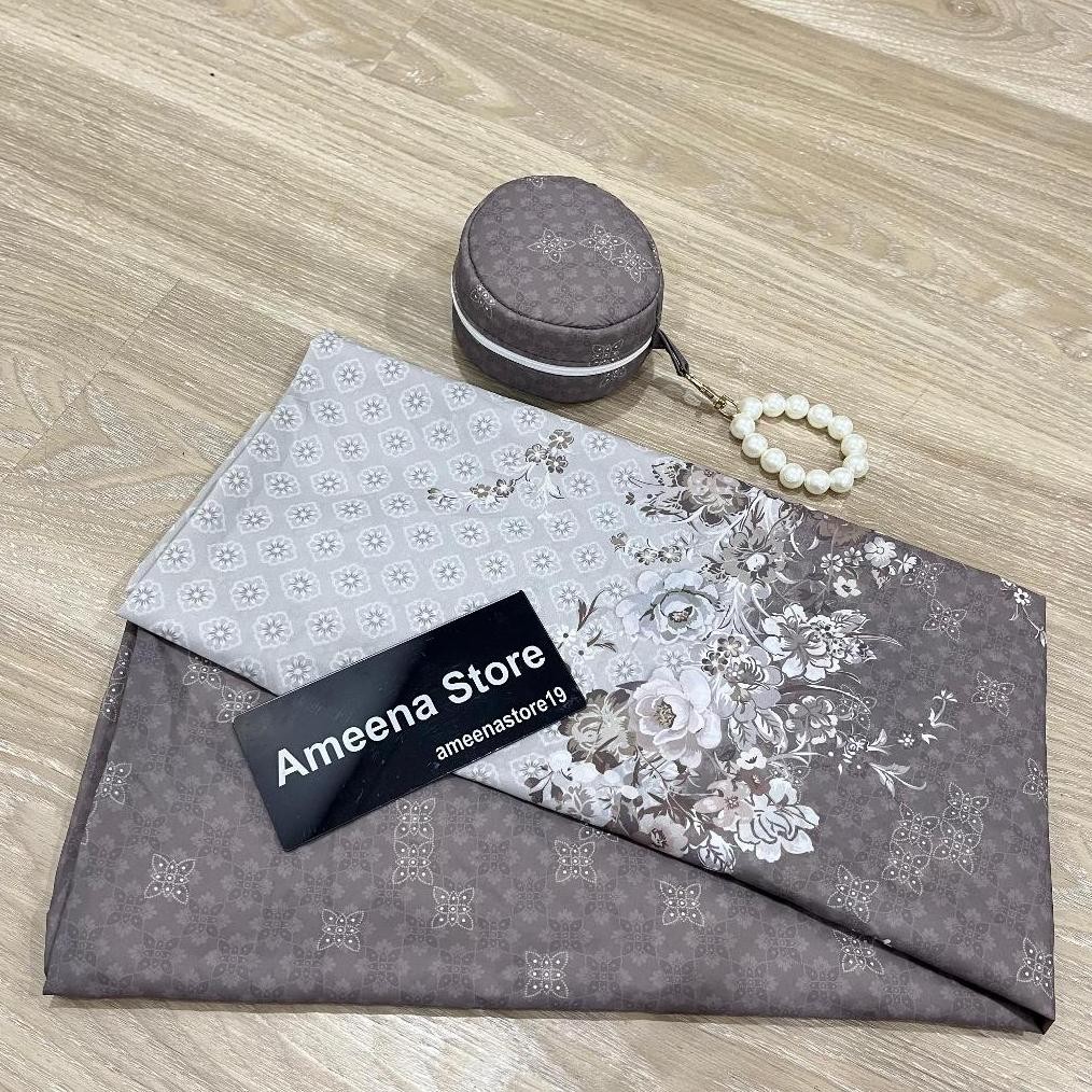 Ameena Mutiara - Mukena Dewasa Travel Mini Parasute Korea Tas Bulat Mutiara LaserCut