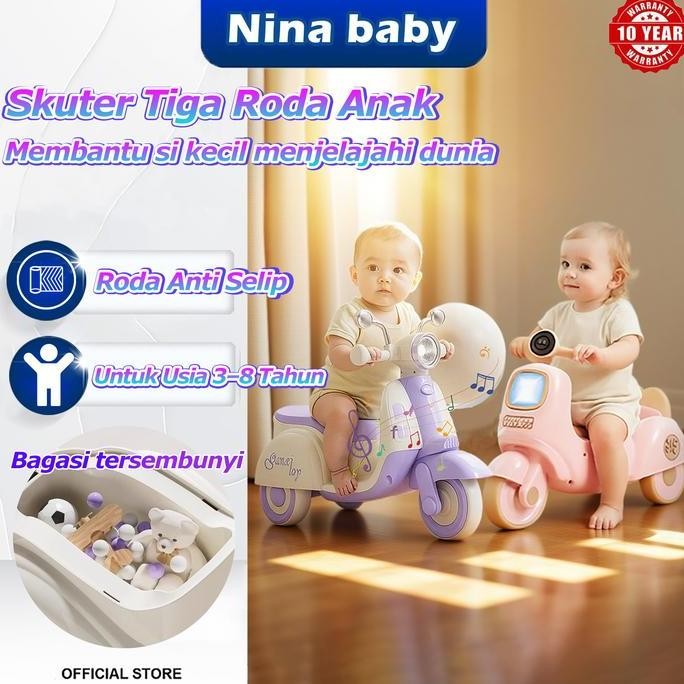 BEBAS ONGKIR - Mobil dorong anak anti slip ada lampu cocok untuk semua medan dengan kotak penyimpana