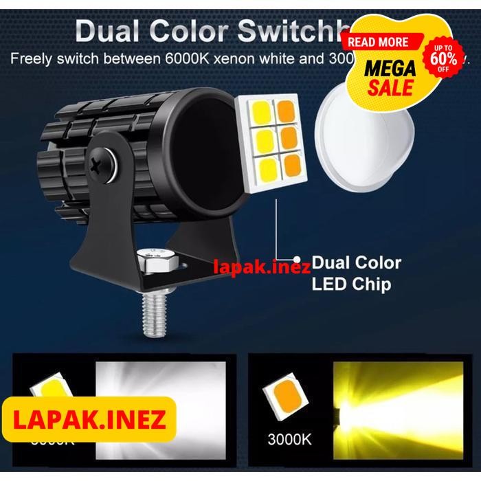 LAMPU TEMBAK SOROT LASER MINI SEPEDA MOTOR 2 WARNA KUNING BY INE'Z COLLECTION