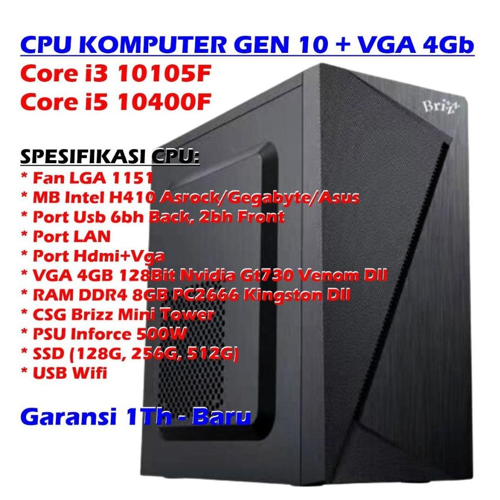 NEW CPU KOMPUTER KANTOR INTEL GEN 10 CORE I3 10105F - CPU KOMPUTER INTEL GEN 10 CORE I5 10400F CPU C