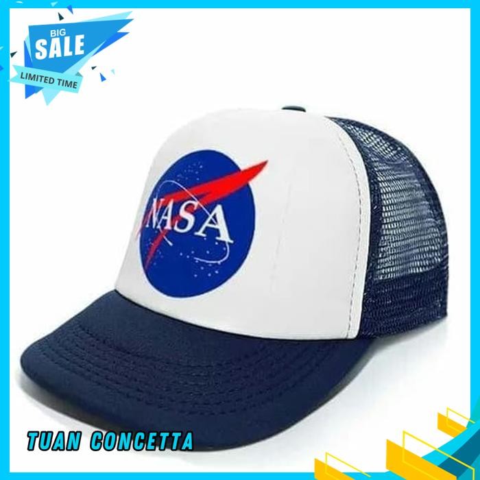 TOPI TRUCKER JARING DISTRO HAT CAP PRINT NASA POLOS CUSTOM INDONESIA ASTRONOT LUAR ANGKASA COD USA P