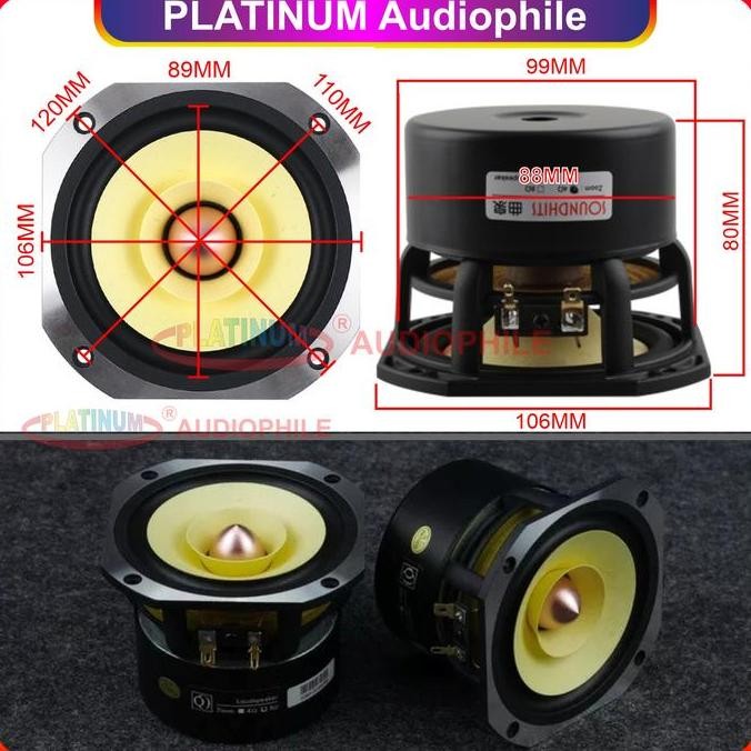 Speaker Full range Bass 4 Inch 4 ohm 70W Hifi Speker 4" Fullrange Aluminium Frame Soundhits SQ-406S