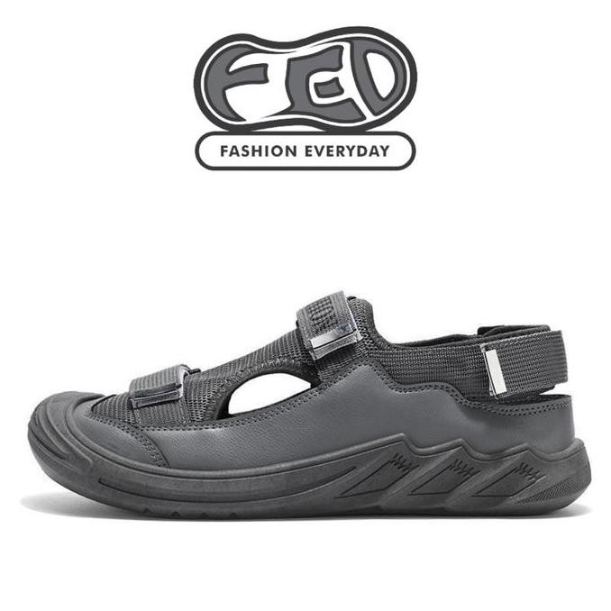 FED Sandal Pria Okayama Grey Anti Licin dan Berventilasi Sendal Santai outdoor Hiking Pantai