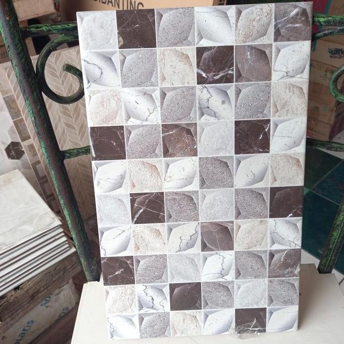 Terbaik Keramik 25X40 Abu 3D Timbul 100% Ori