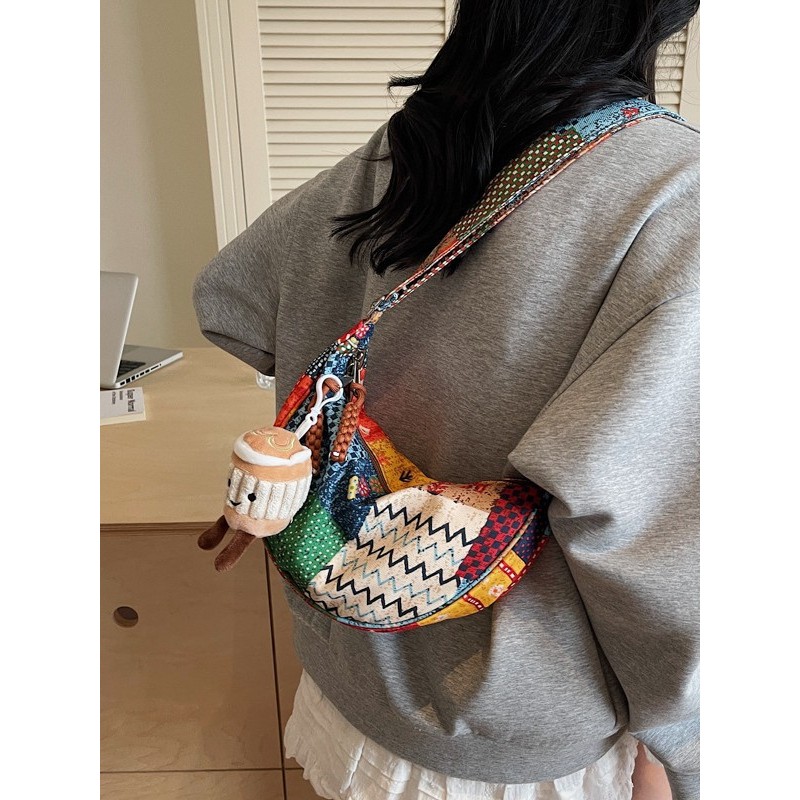 Tas Tote Kapasitas Besar Gaya Bohemian untuk Wanita, Tas Selempang Bahu Tunggal
