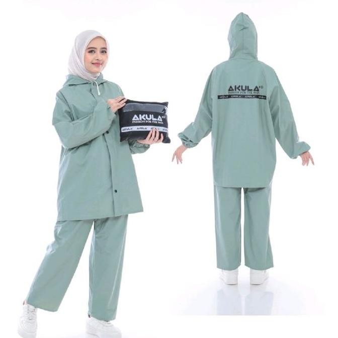 Promo JAS HUJAN AKULA Setelan Pria Wanita  Bahan Tebal dan Lentur 100% ORI PVC - Cocok untuk Semua J